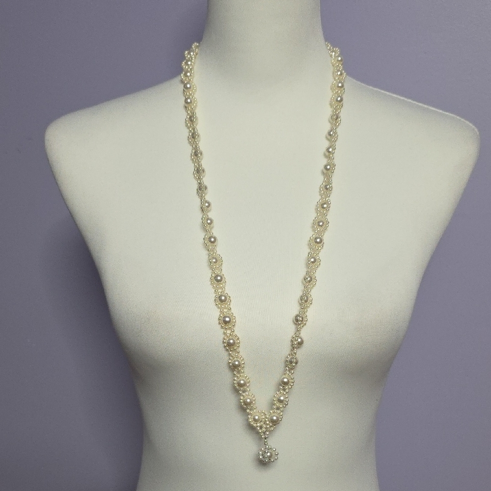 Elegant Handmade Pearl Necklace 34"